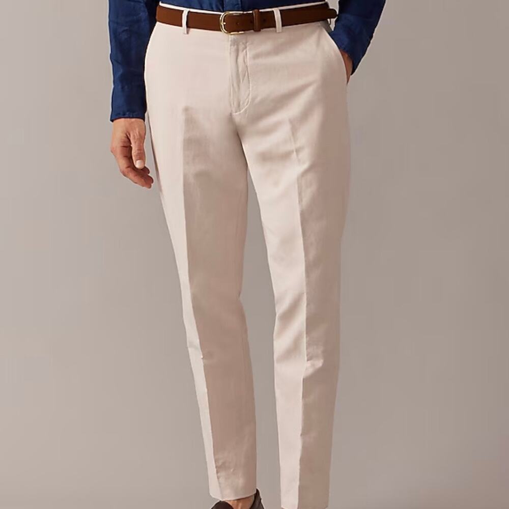 J Crew Pant Men's 31x32 Cream Ludlow Slim Fit Unstructured Irish Linen Blend